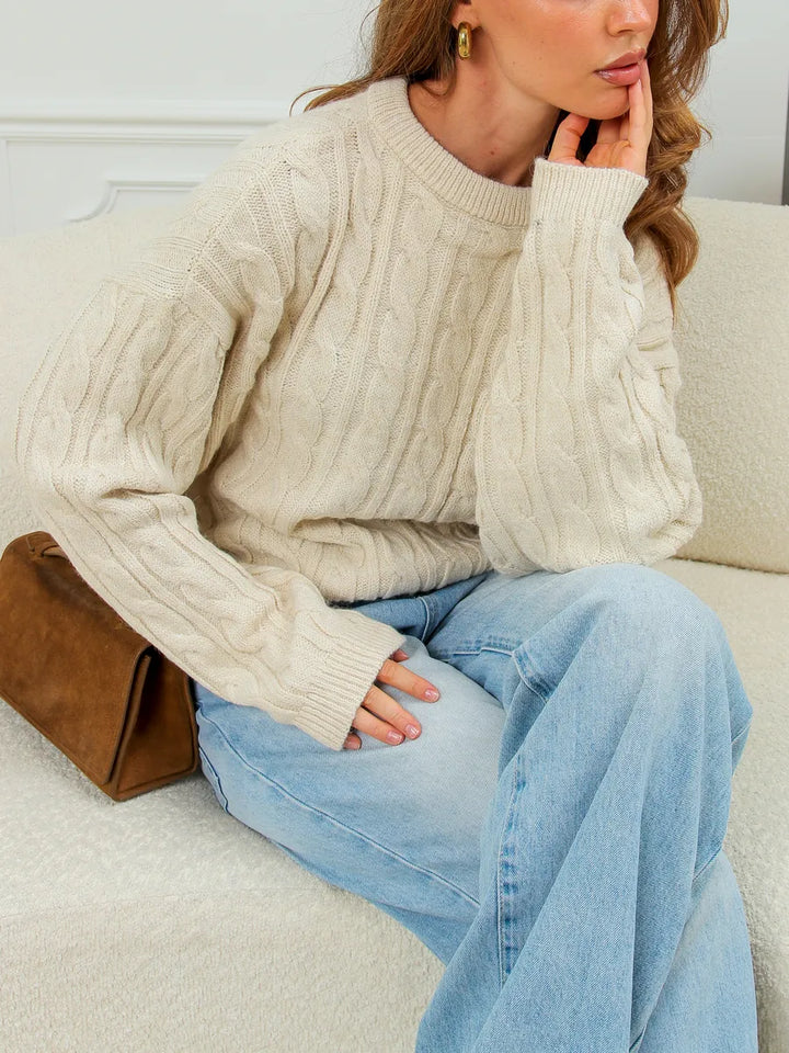 Warm knitted oversized cropped sweater