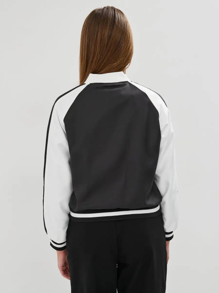 Oversized short zip-up bomber jacket