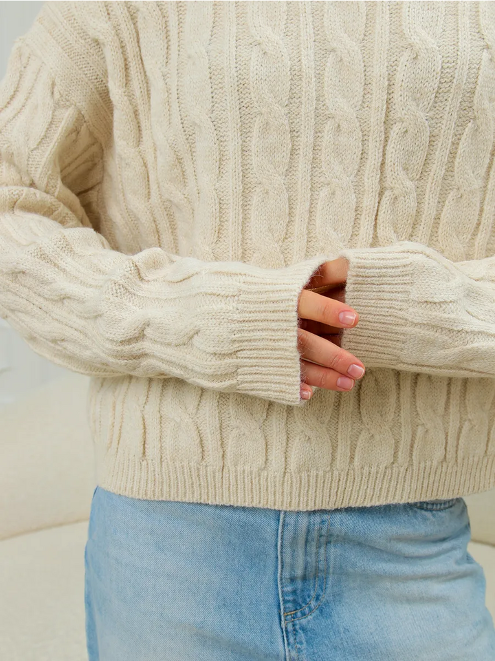Warm knitted oversized cropped sweater