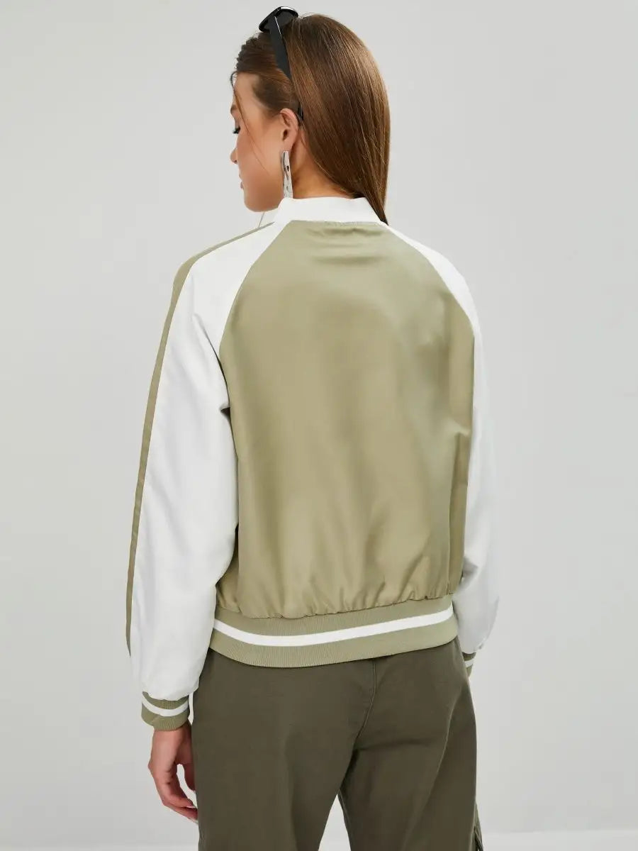 Oversized short zip-up bomber jacket