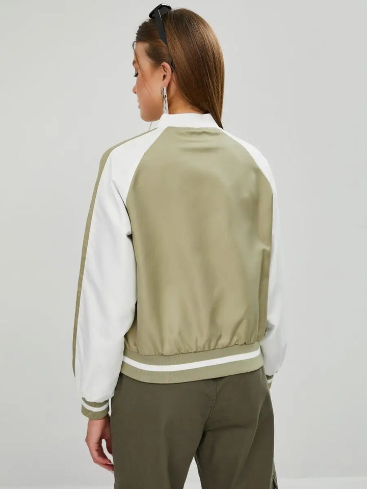 Oversized short zip-up bomber jacket