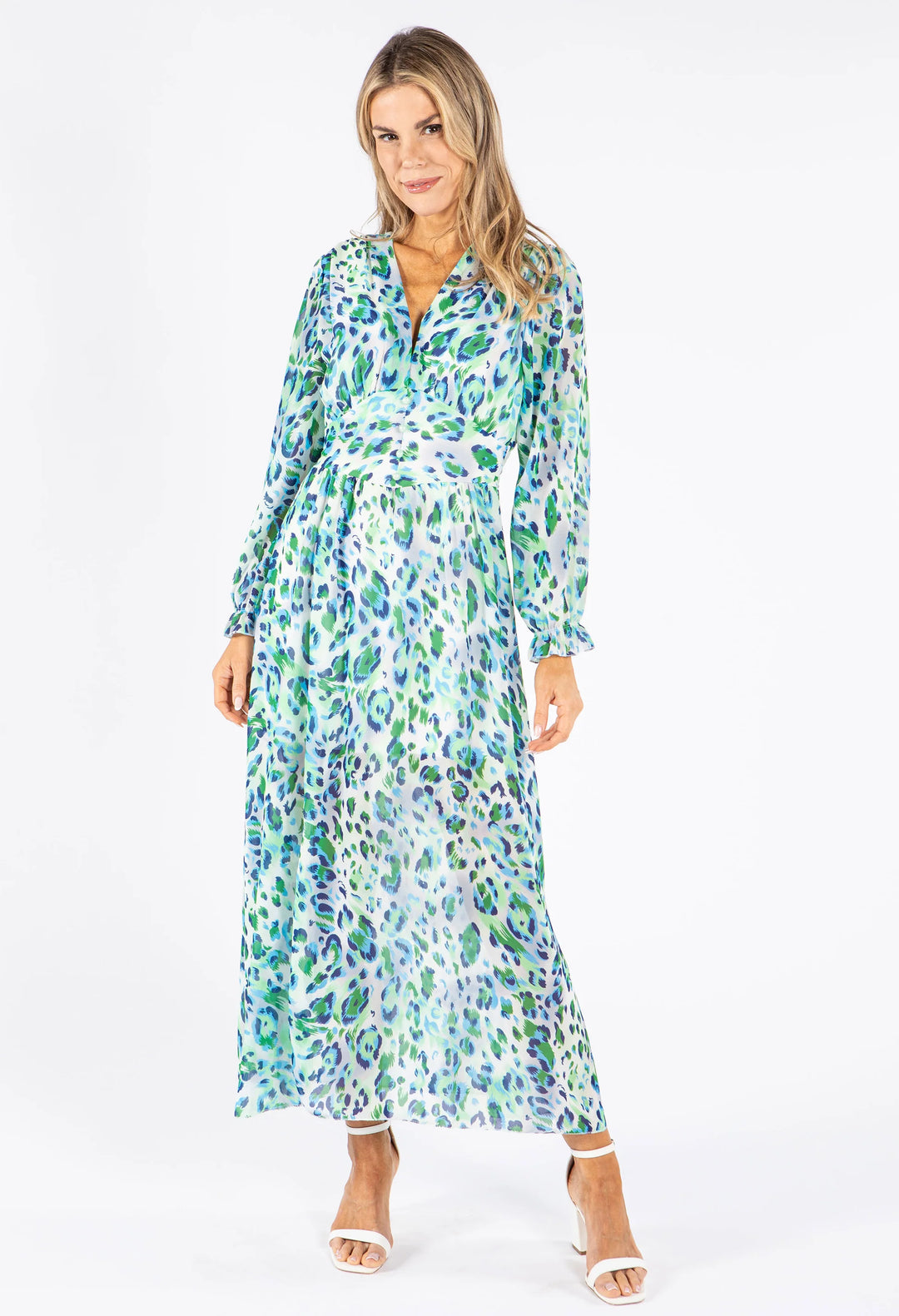 Turquoise dress with leopard print 