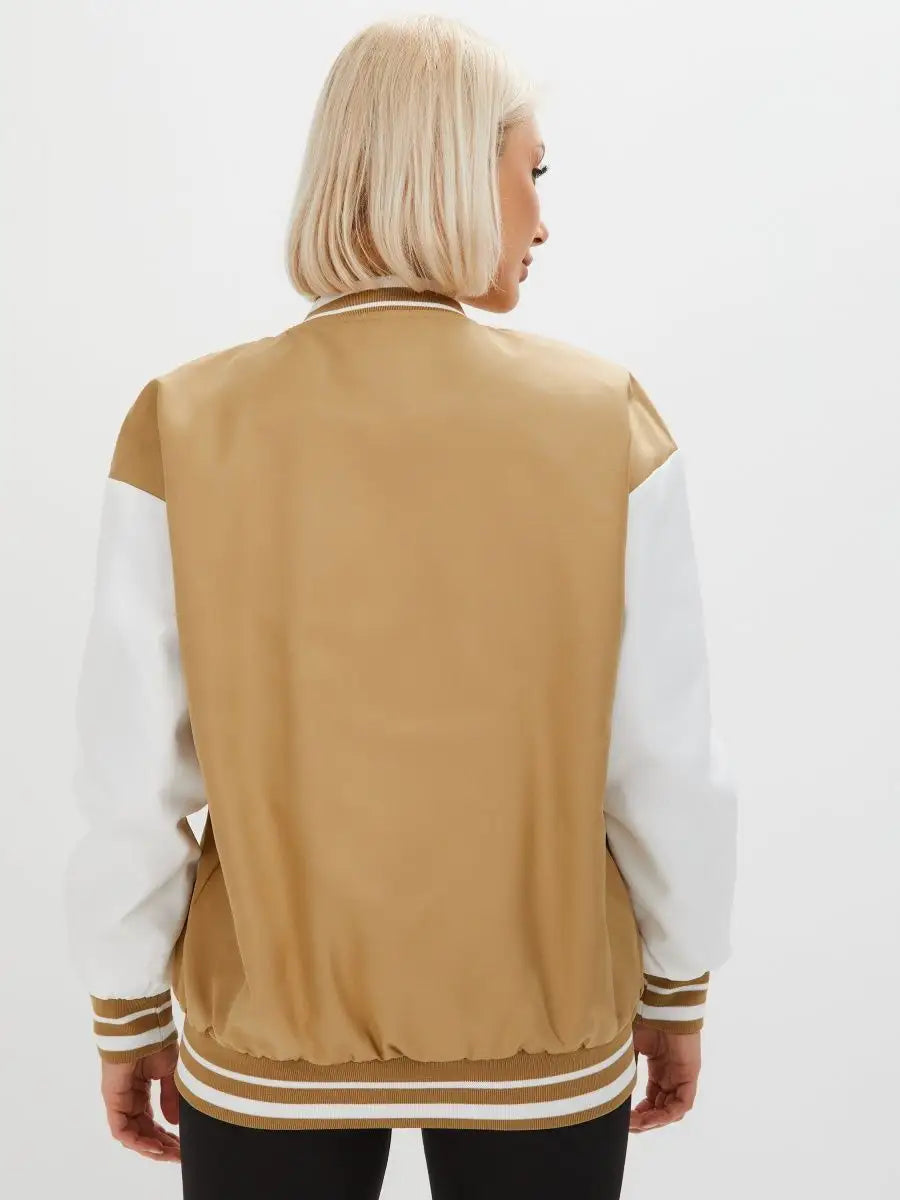Oversized short zip-up bomber jacket