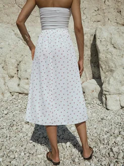 Satin midi skirt with slit