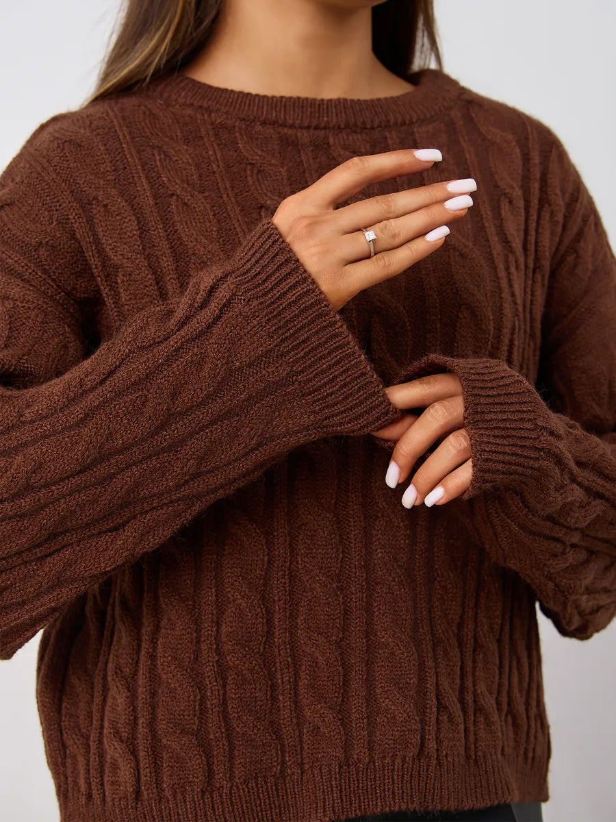 Warm knitted oversized cropped sweater