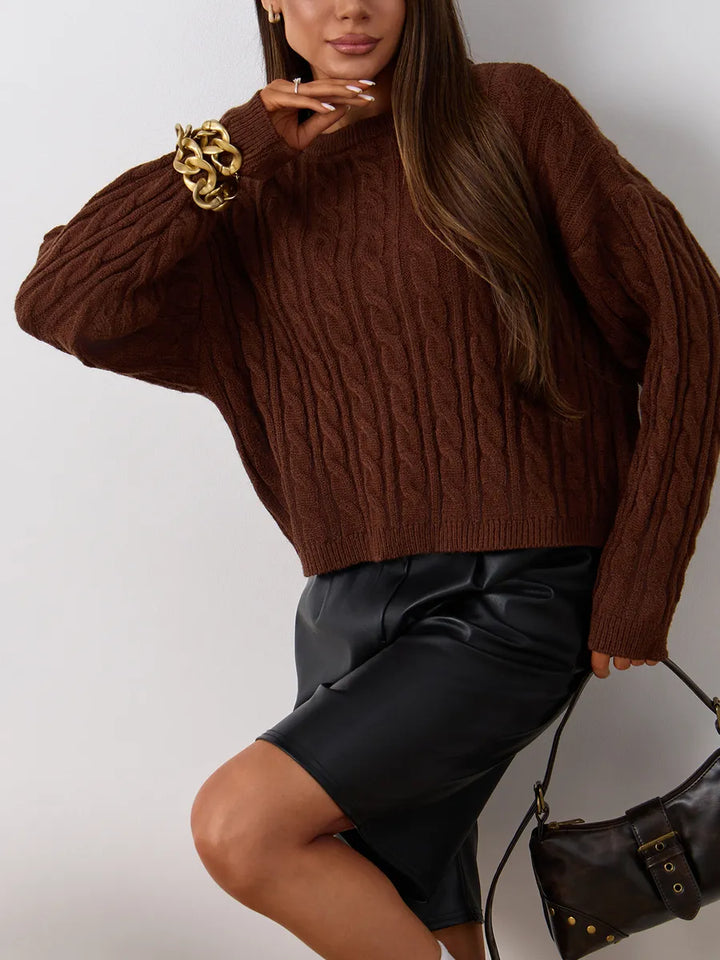 Warm knitted oversized cropped sweater