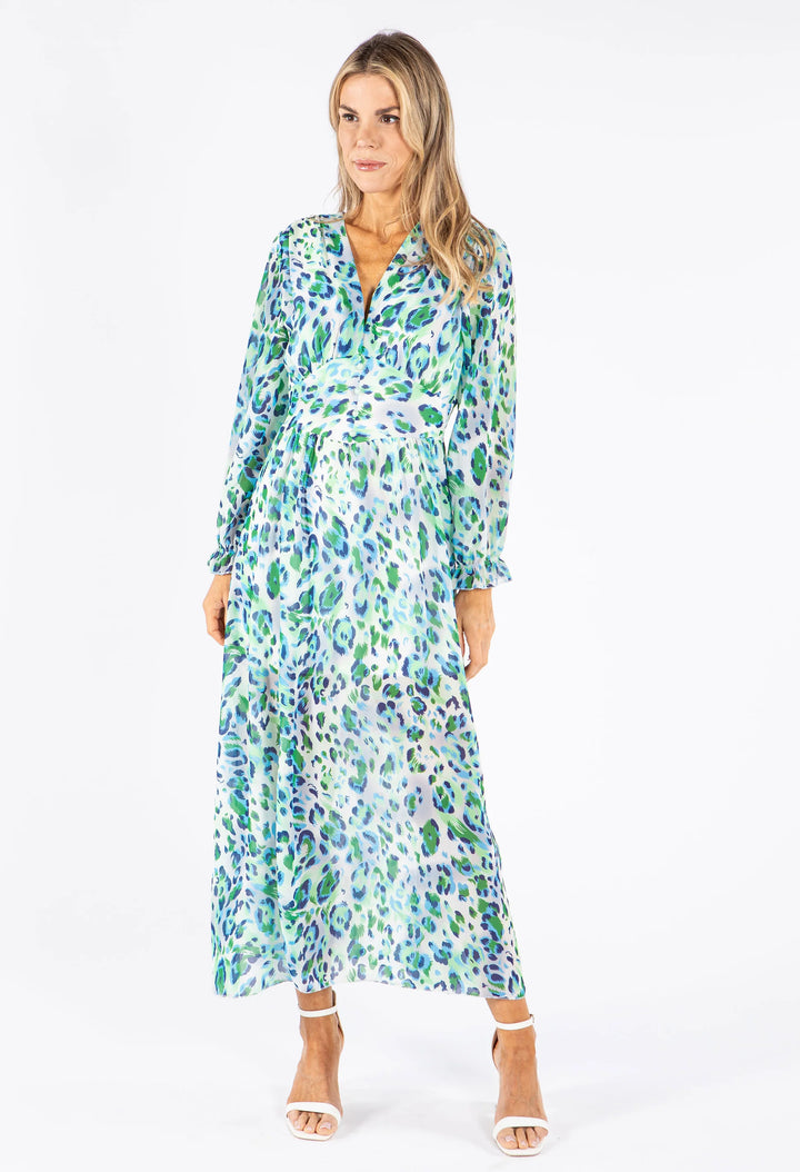 Turquoise dress with leopard print 