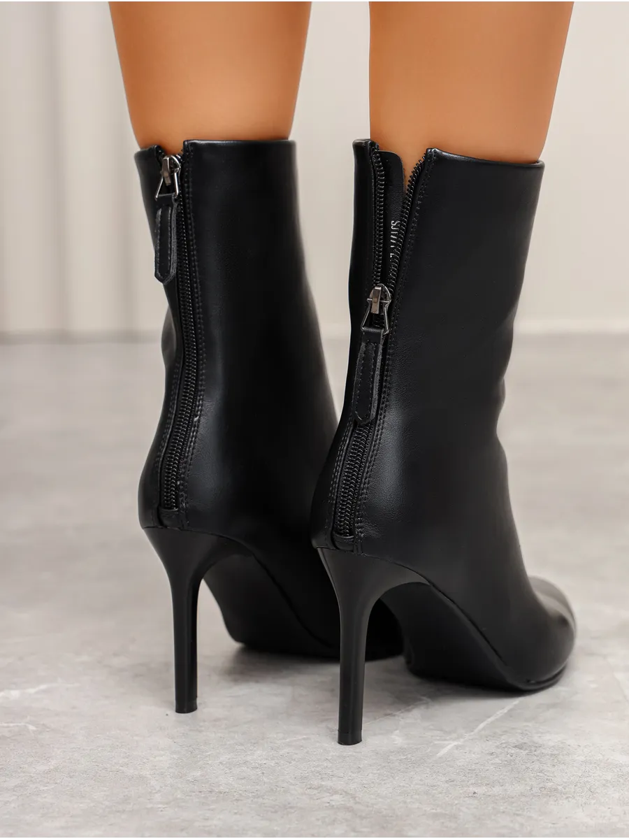 Women’s pointed-toe stiletto ankle boots for mid-season wear