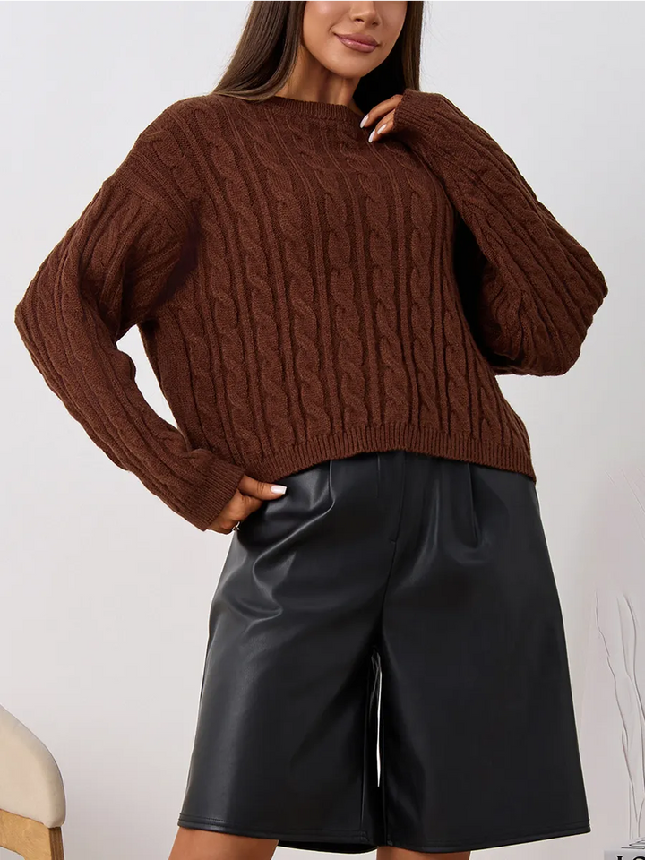 Warm knitted oversized cropped sweater