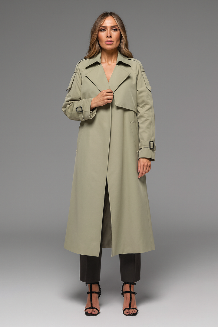 Long mid-season trench coat
