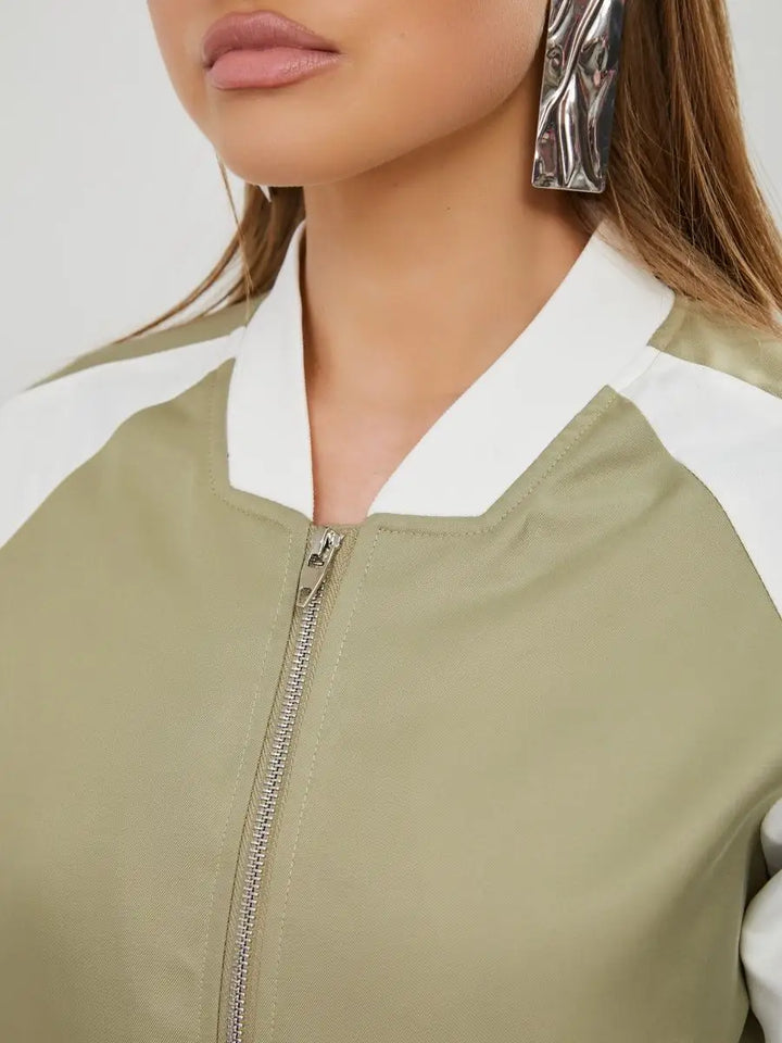 Oversized short zip-up bomber jacket