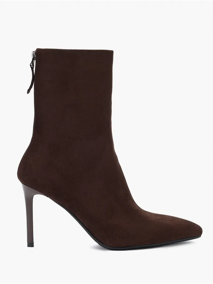 Women’s pointed-toe stiletto ankle boots for mid-season wear